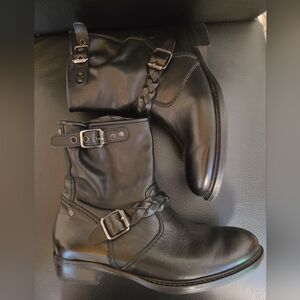 Paul Green Black Zipped Boots with Decorative Buckles, Size 6 US